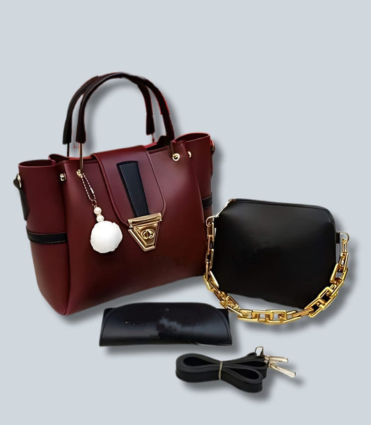 🌸 Elegant Ladies 3-Piece Bag Set 🌸 LEATHER SHOULDER LONG  STRAP