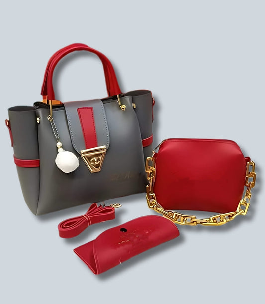 🌸 Elegant Ladies 3-Piece Bag Set 🌸 LEATHER SHOULDER LONG  STRAP